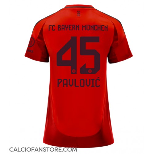 Maglia Calcio Bayern Munich Aleksandar Pavlovic #45 Prima Divisa Donna 2024-25 Manica Corta